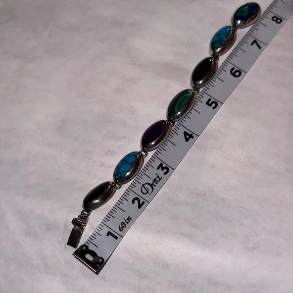 Elegant Silver and Turquoise Bracelet 925 - Picture 7 of 8